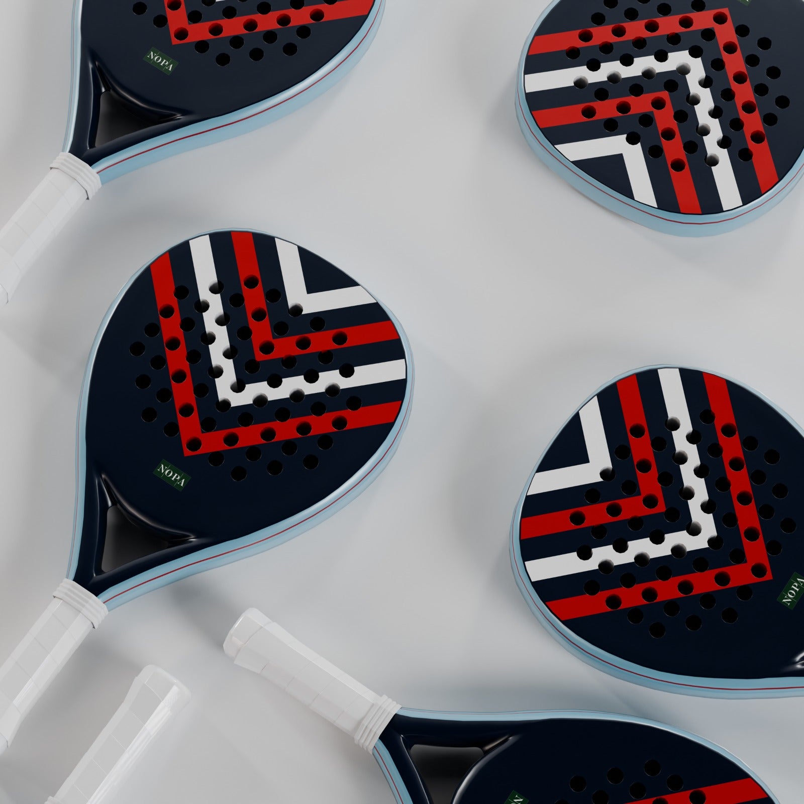 NOPA Young Heritage Marine padel racquet in beginner player's hand.