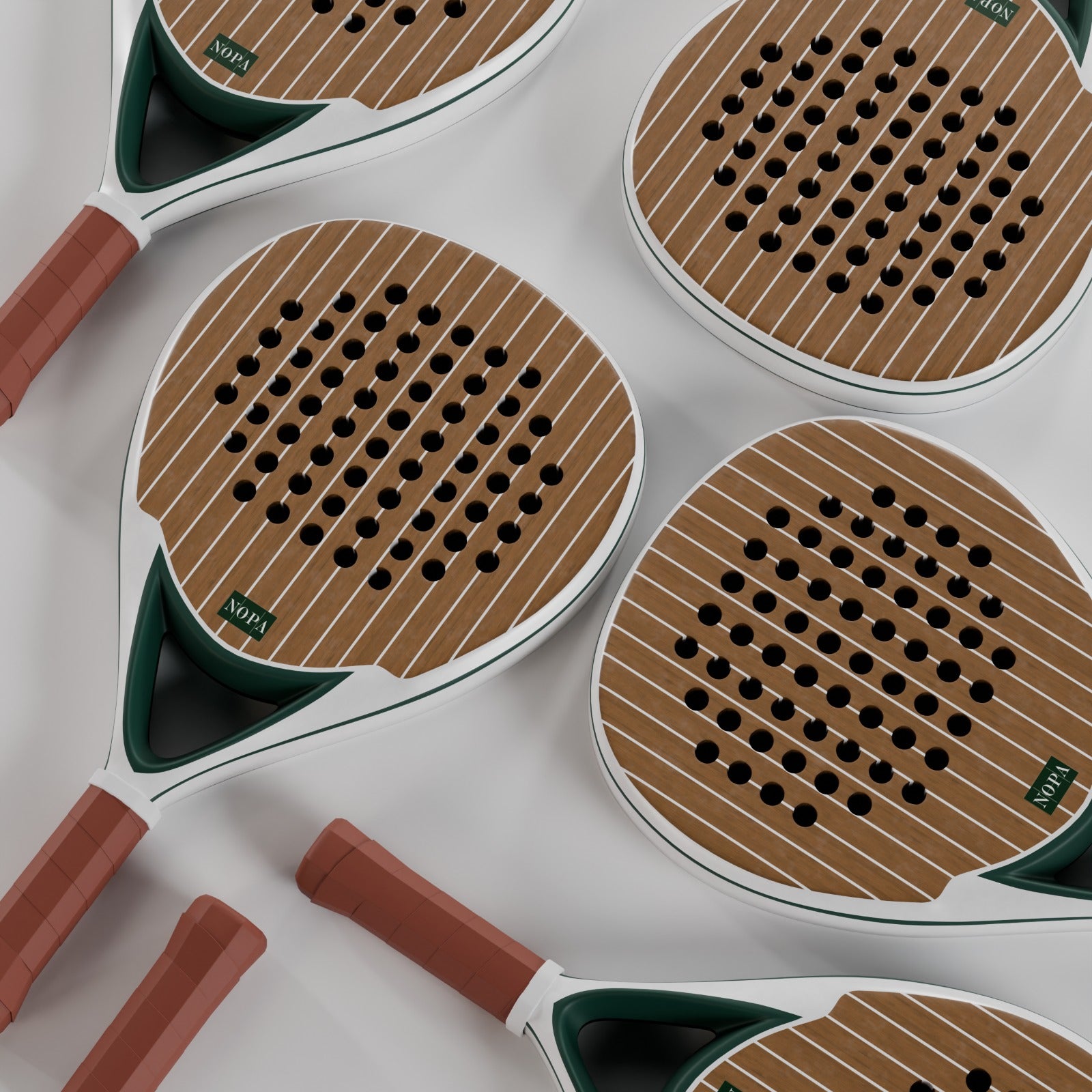 NOPA Vintage Teak padel racquet in context at the club.