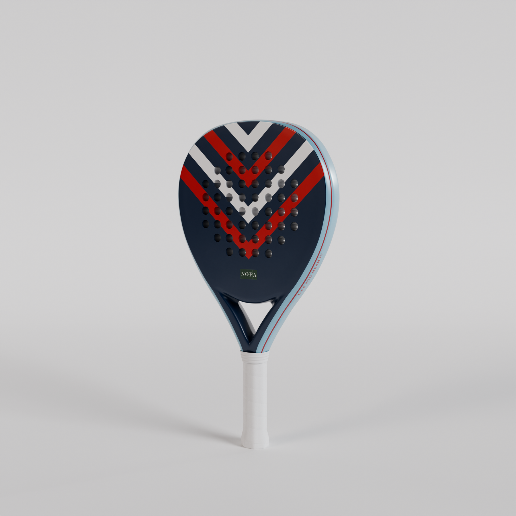 NOPA Young Heritage Marine padel racquet in navy blue fiberglass.