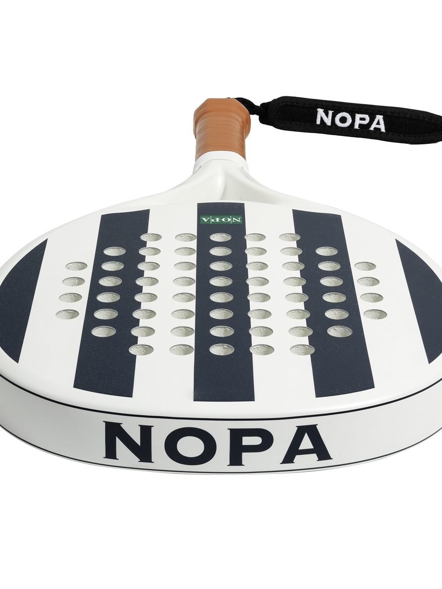 NOPA Classics Blue Monarch padel racket angle view