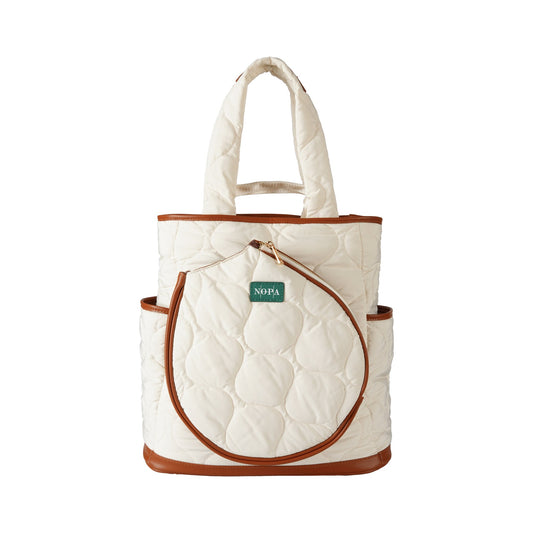 Interior view of the NOPA quilted padel tote backpack opened, showing internal pockets