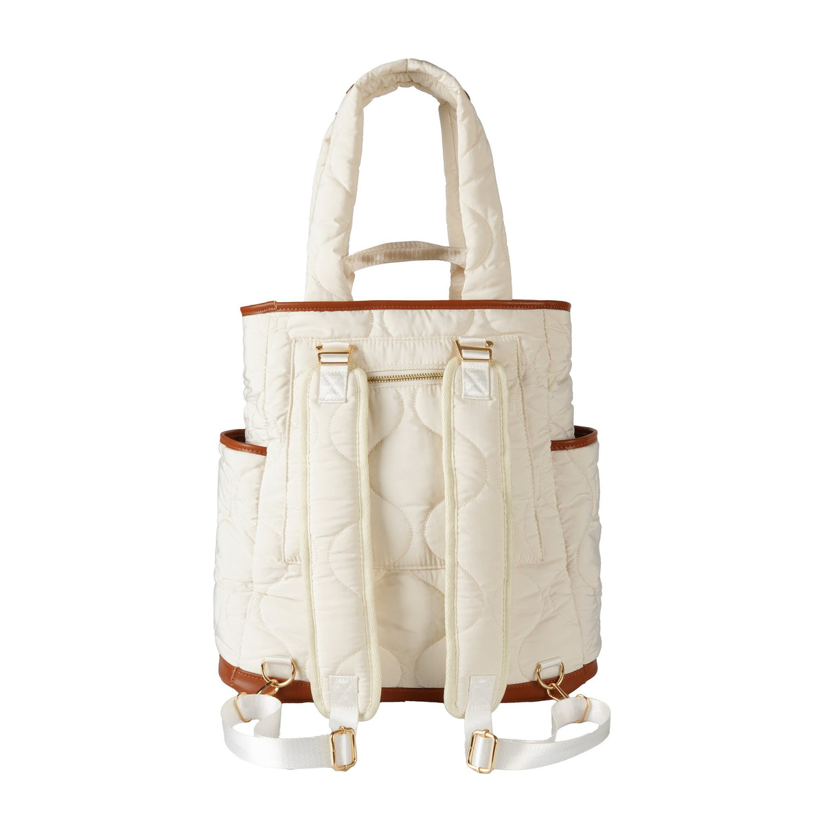 NOPA quilted padel tote backpack in backpack mode, back view with straps attached