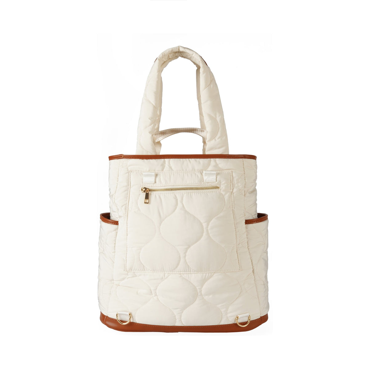 NOPA quilted padel tote backpack in tote mode, back view with straps tucked down