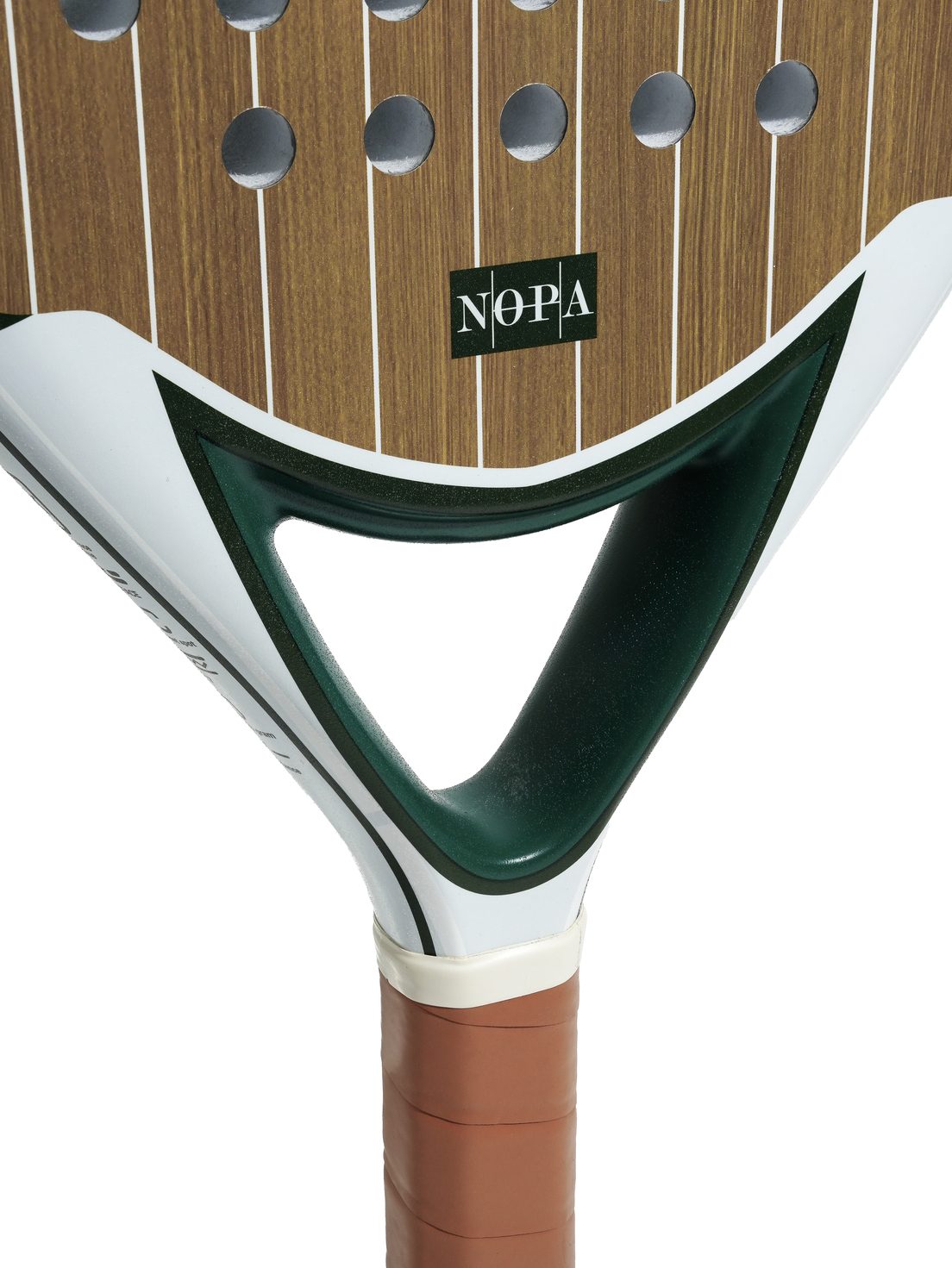 NOPA Vintage Teak padel racket frame detail