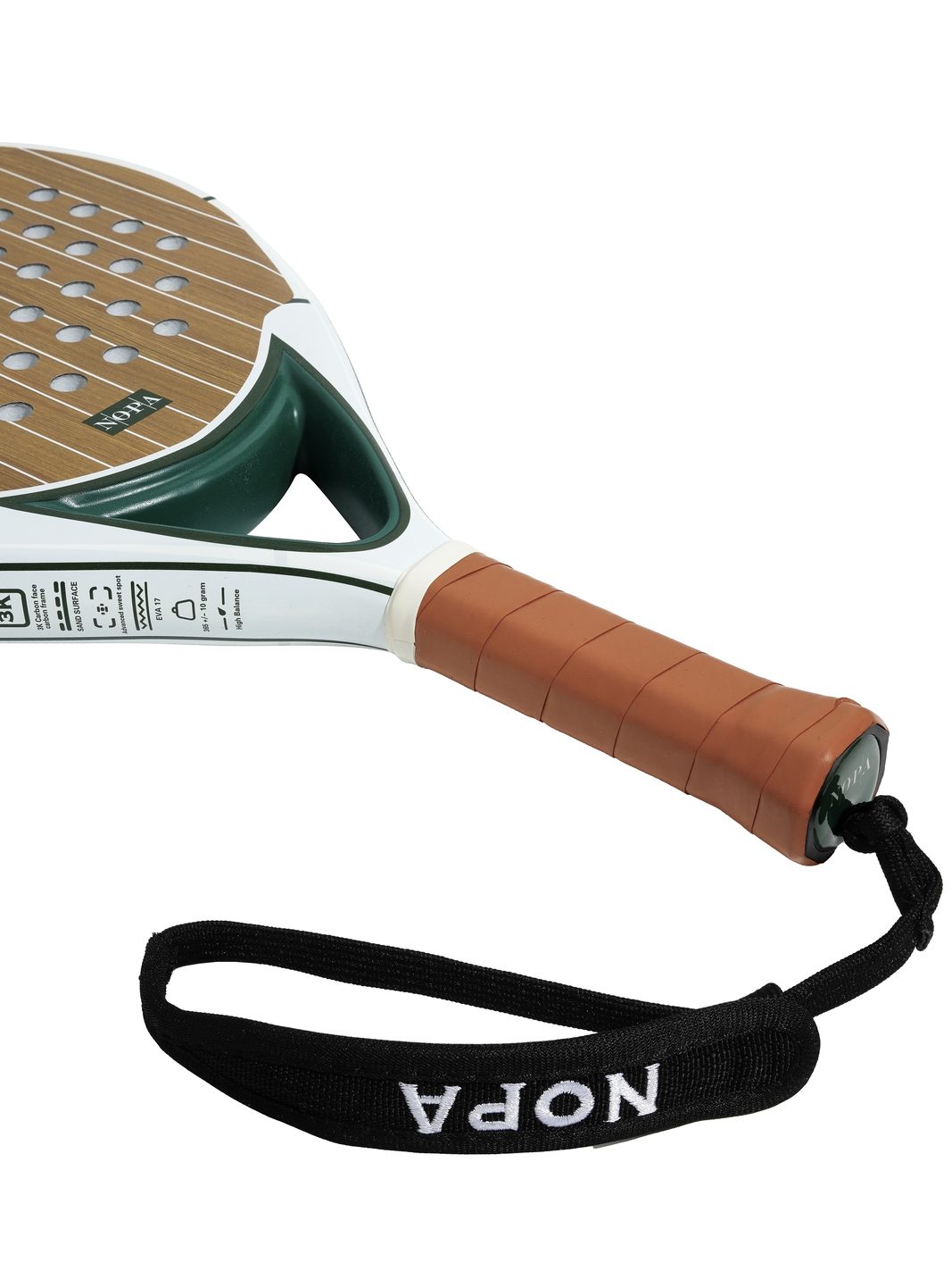 NOPA Vintage Teak padel racket wrist strap detail